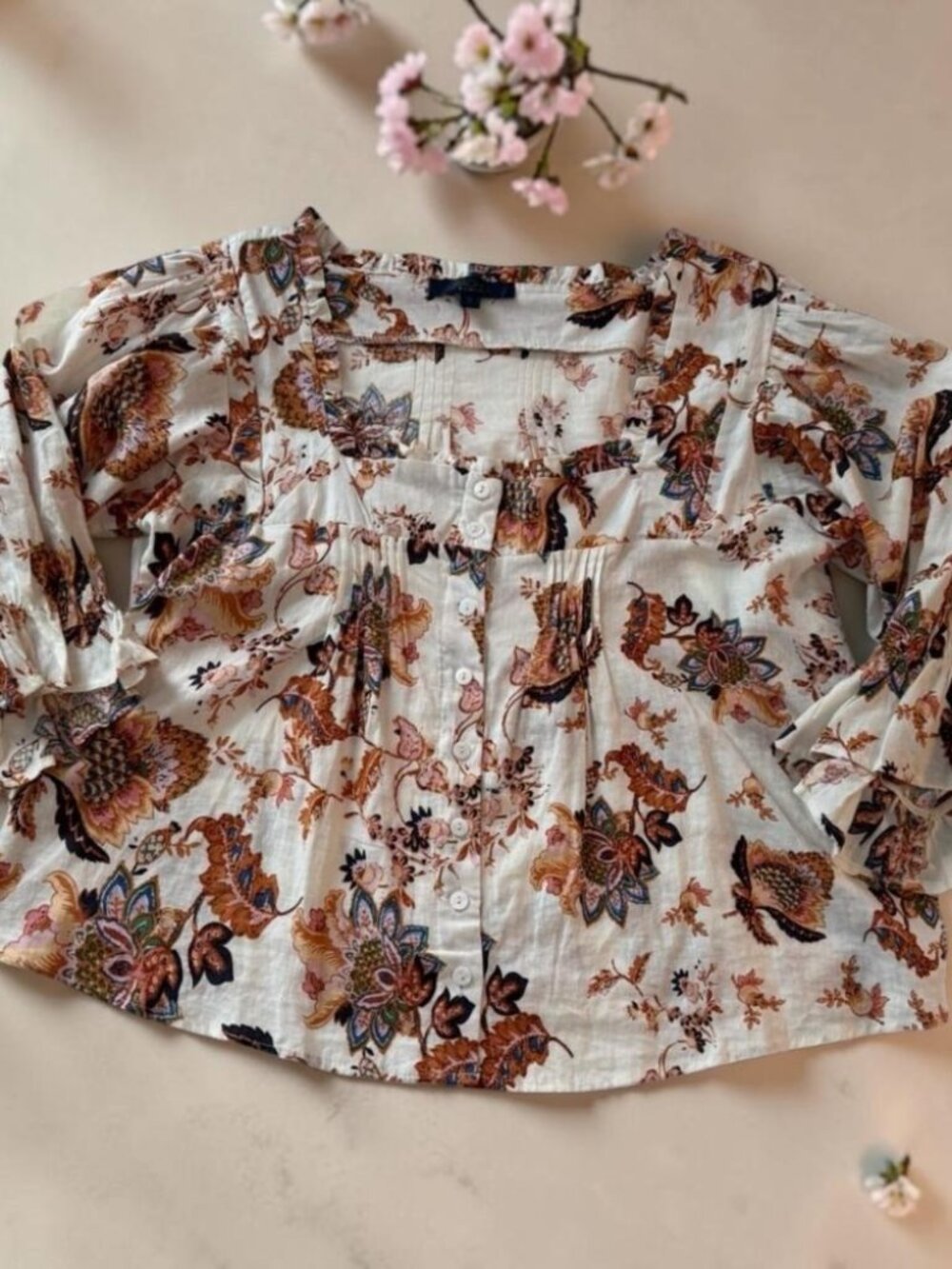 Rachel Roy Women's‎ Linen Blend Peasant Blouse Floral Size S